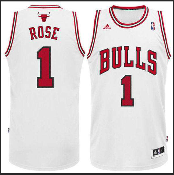 Men NBA Chicago Bulls #1 Rose white Game Nike Jerseys